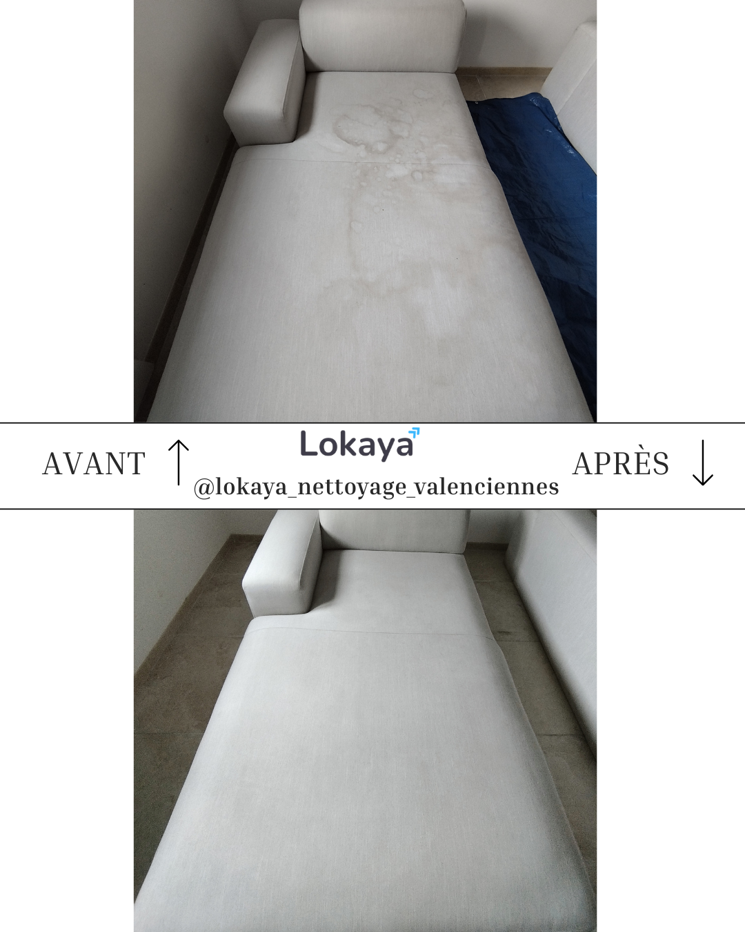 Nettoyage professionnel canapé Denain avant/après
