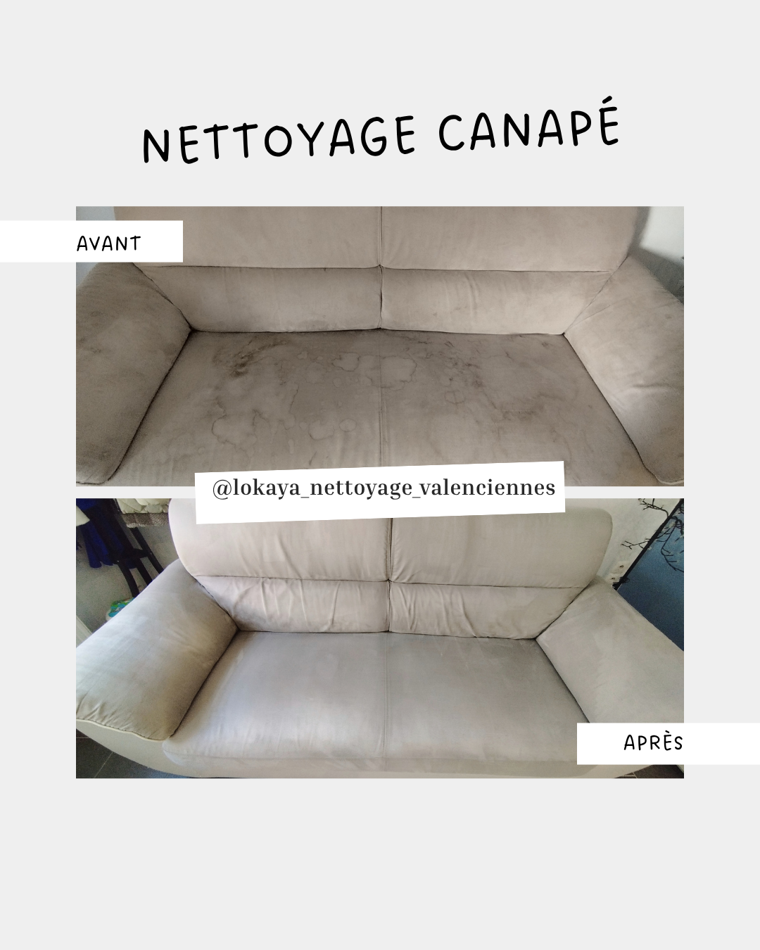 Nettoyage professionnel canapé Anzin avant/après